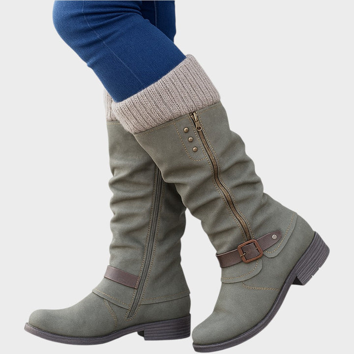 Gloria | Hohe Stiefel mit geflochtenem Netzdesign