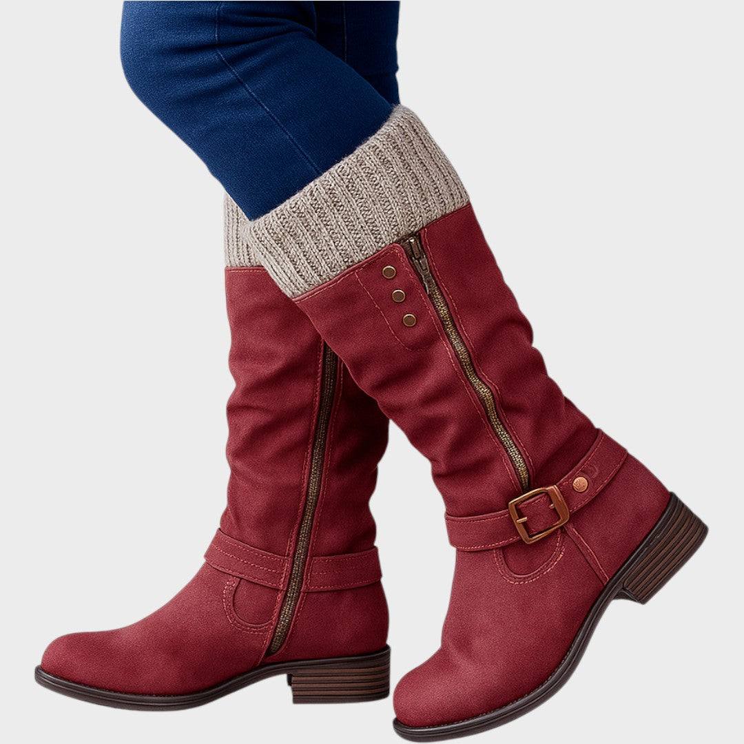 Gloria | Hohe Stiefel mit geflochtenem Netzdesign