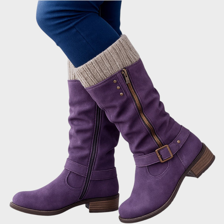 Gloria | Hohe Stiefel mit geflochtenem Netzdesign