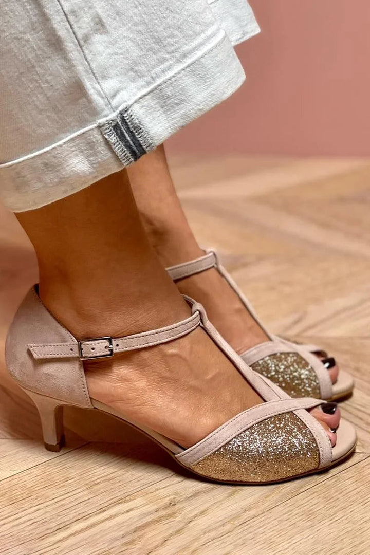 CARLA - Damen Schuhe mit Glitzer und niedrigem Absatz
