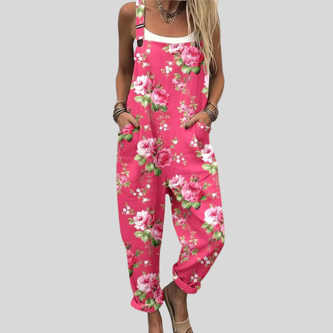Pinke Latzhose mit Rosen