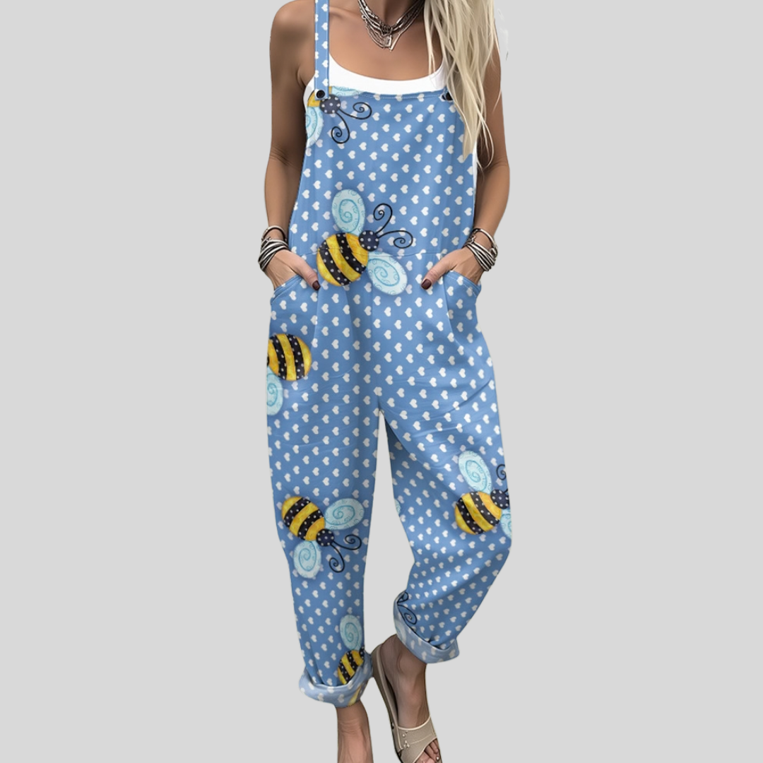 Latzhose mit Bienen Hellblau