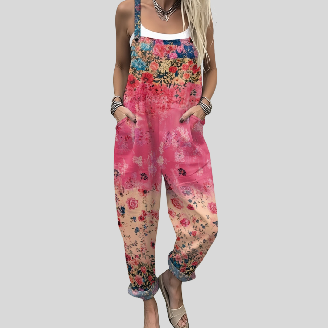 Florale Latzhose Koralle-Pink