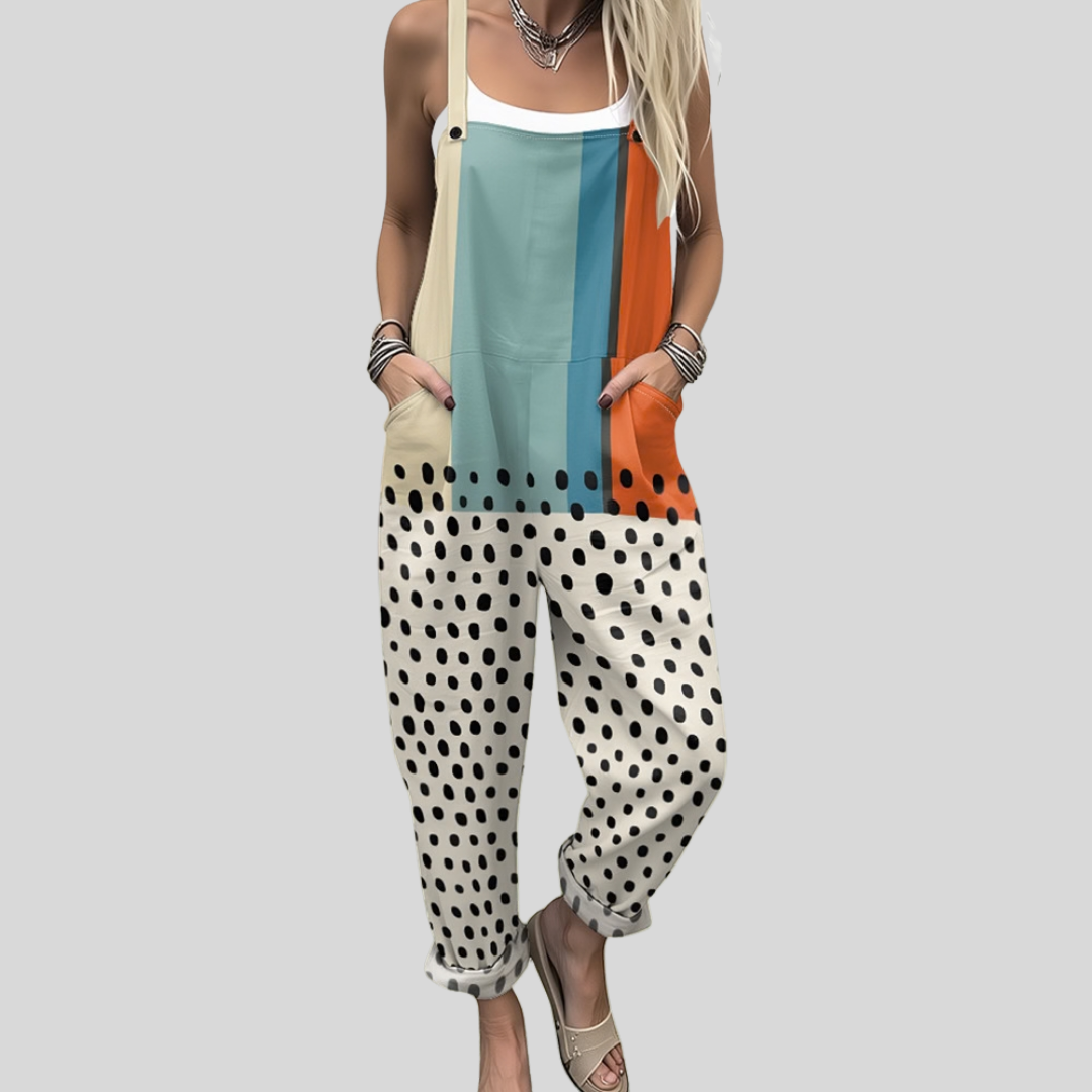 Latzhose Color-Block mit Punkten