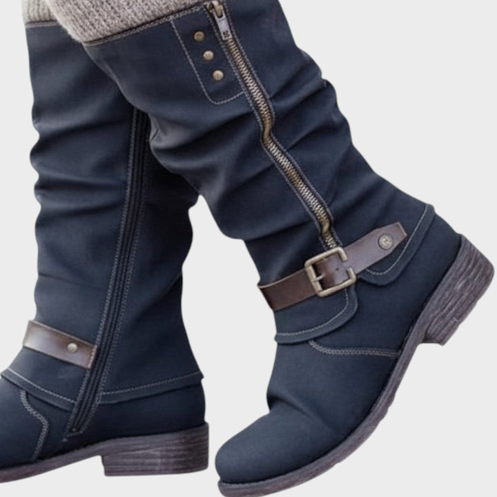 Gloria | Hohe Stiefel mit geflochtenem Netzdesign