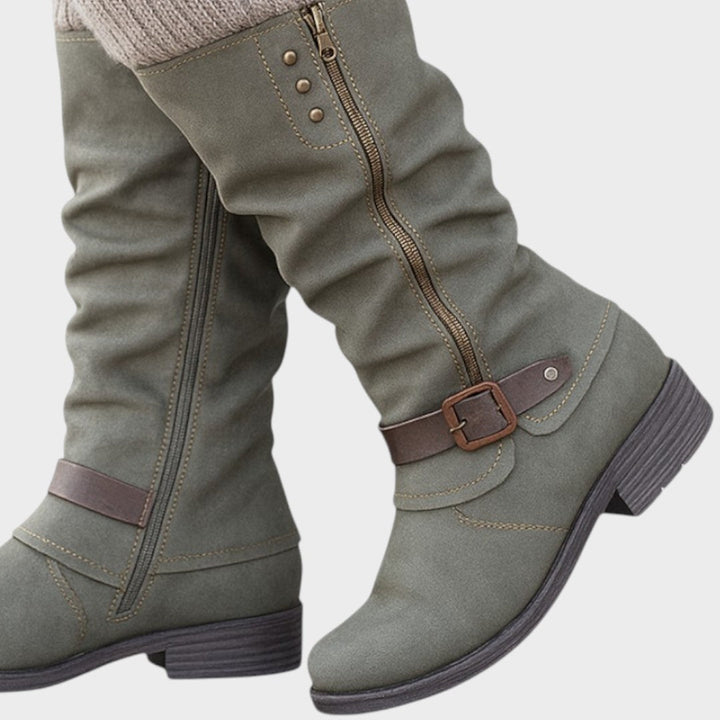 Gloria | Hohe Stiefel mit geflochtenem Netzdesign