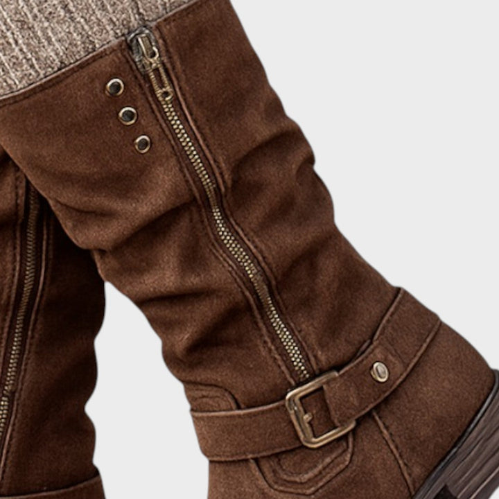 Gloria | Hohe Stiefel mit geflochtenem Netzdesign