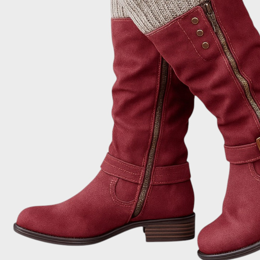 Gloria | Hohe Stiefel mit geflochtenem Netzdesign