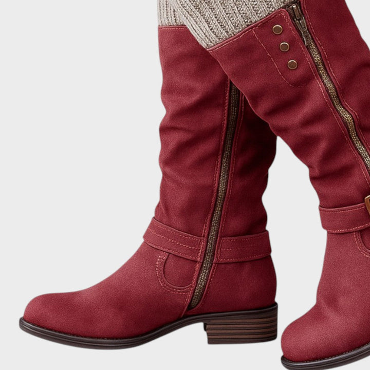 Gloria | Hohe Stiefel mit geflochtenem Netzdesign