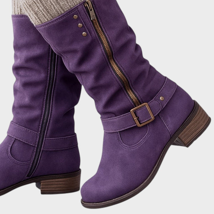 Gloria | Hohe Stiefel mit geflochtenem Netzdesign