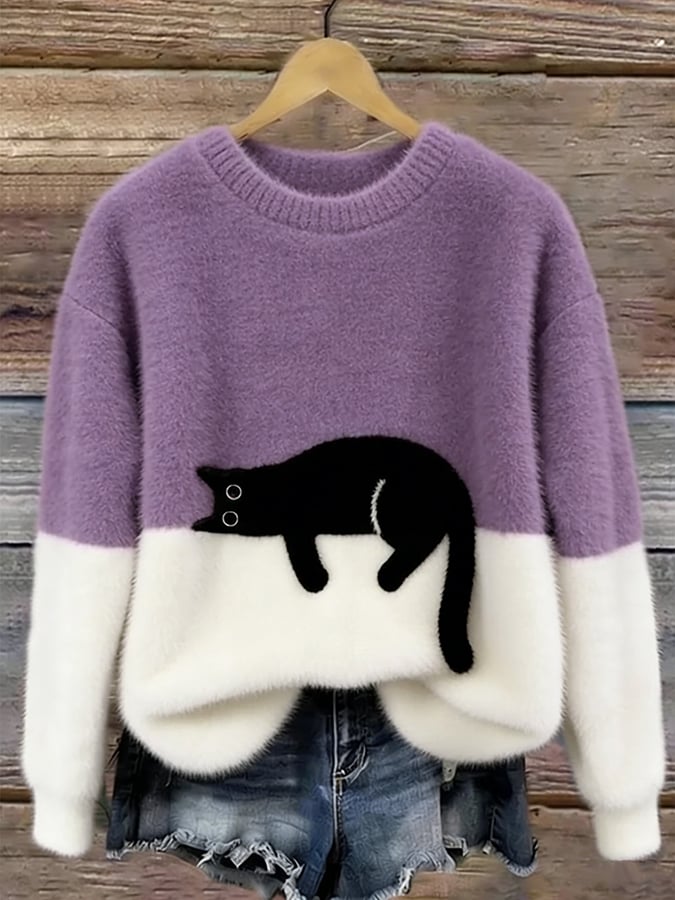 Tavessa Ema - Damen Sweatshirt mit Katzen-Design