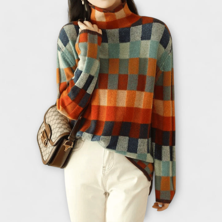 Tavessa Rita – Karomuster Rundhals-Pullover