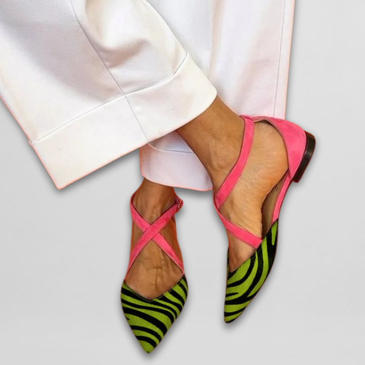 Fenna | Damen Ballerinas mit Zebra-Streifen