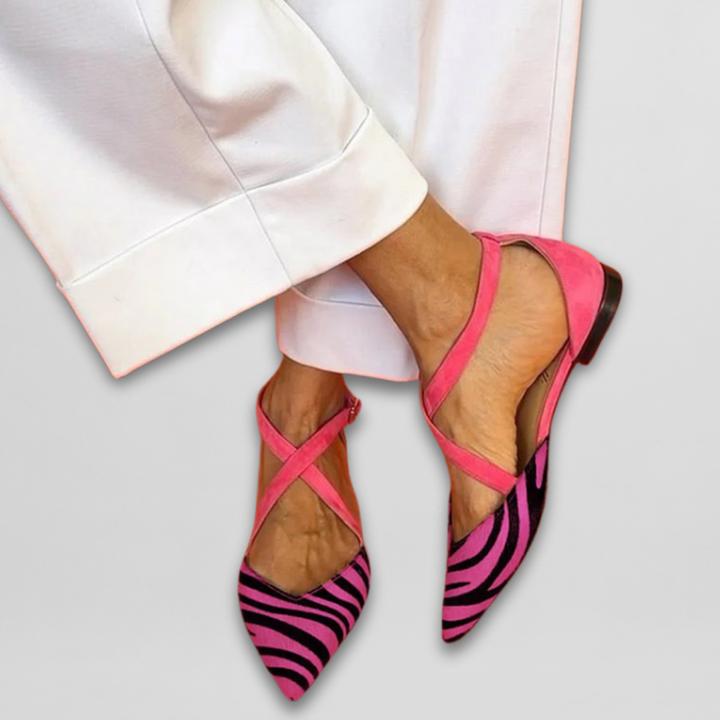 Fenna | Damen Ballerinas mit Zebra-Streifen