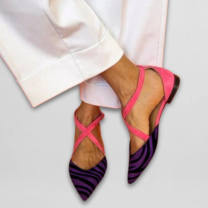 Fenna | Damen Ballerinas mit Zebra-Streifen