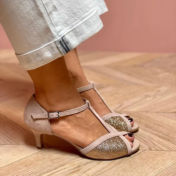 CARLA - Damen Schuhe mit Glitzer und niedrigem Absatz