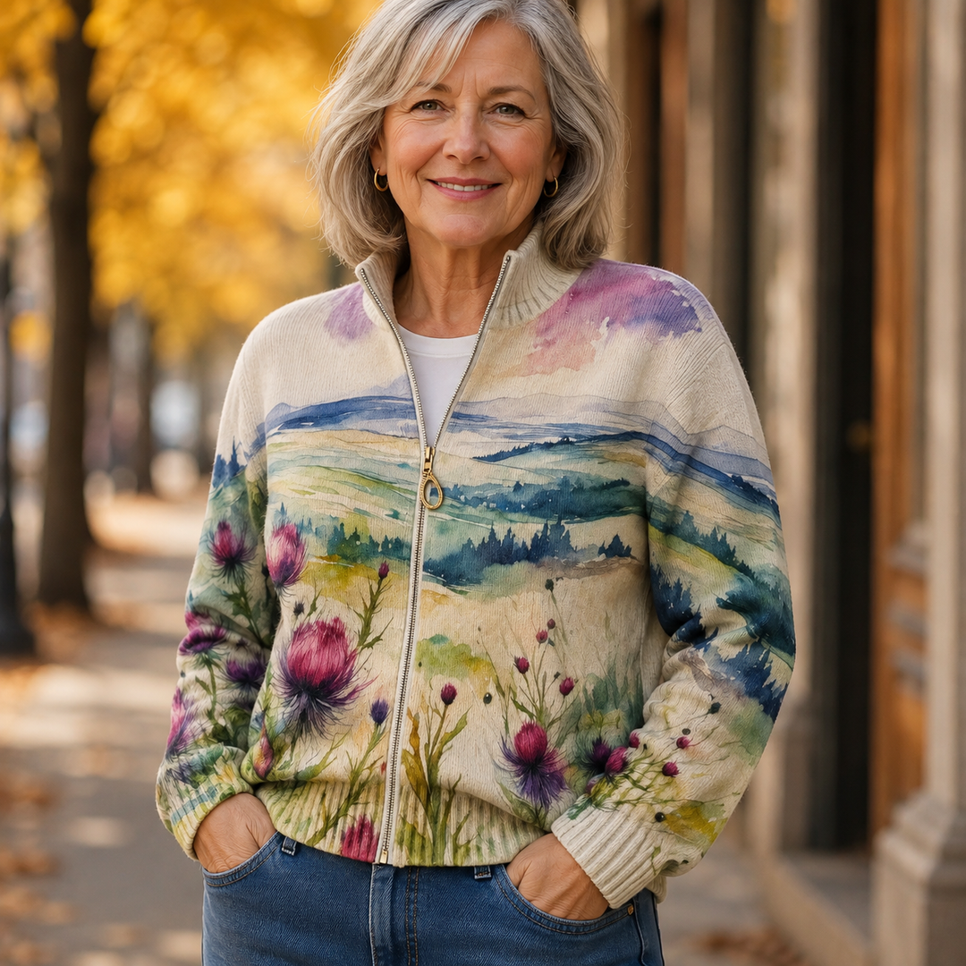 Birgit™ | Aquarell-Landschaft Cardigan