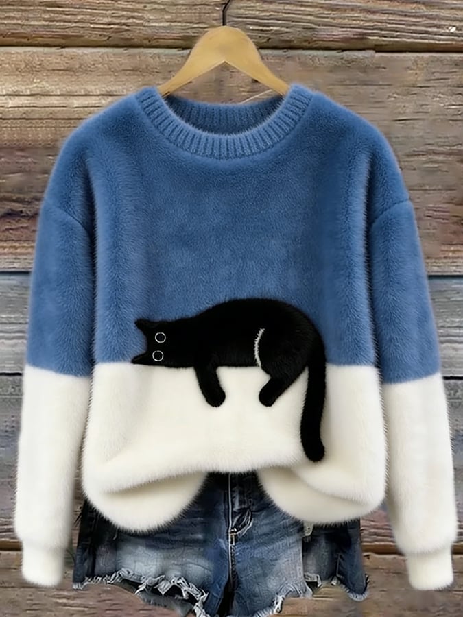 Tavessa Ema - Damen Sweatshirt mit Katzen-Design