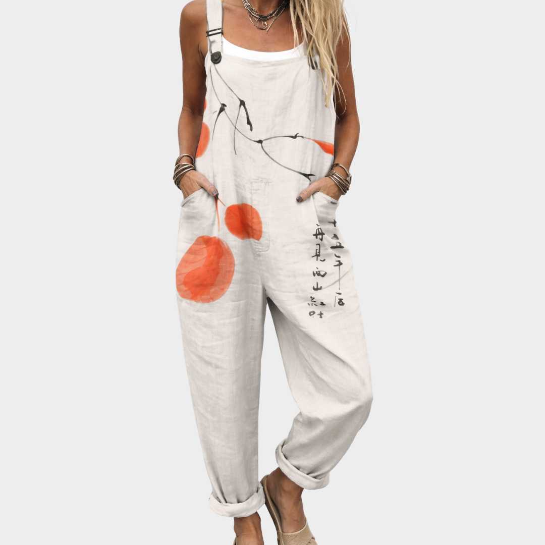 Latzhose mit Punkten Orange