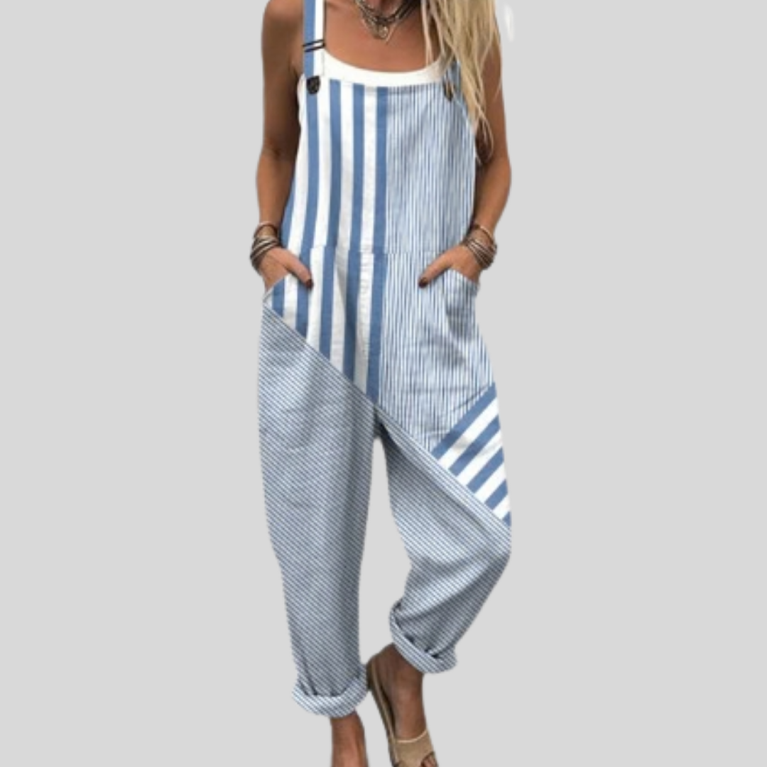 Gestreifte Latzhose Blau-Weiß