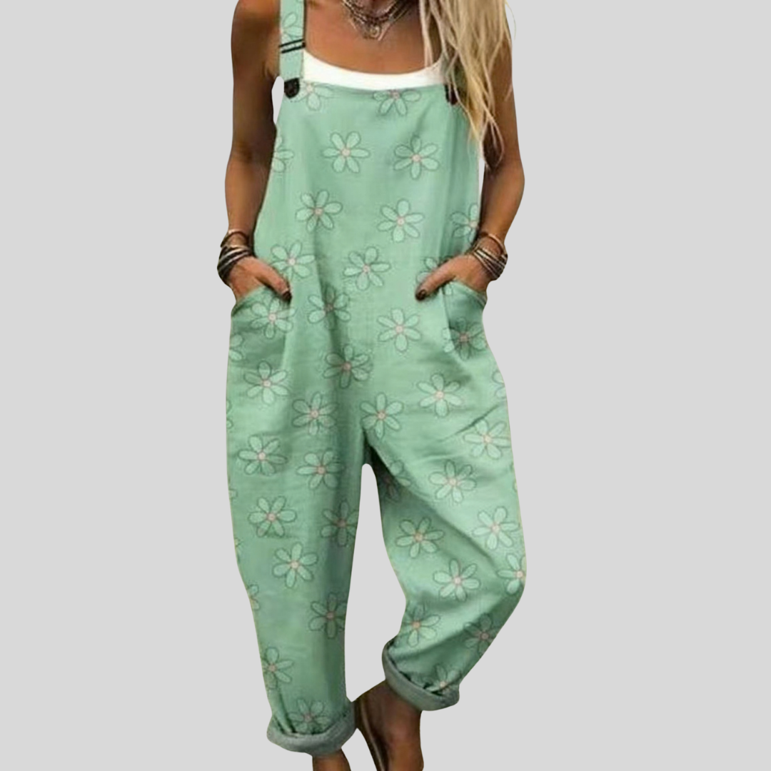 Florale Latzhose Mintgrün