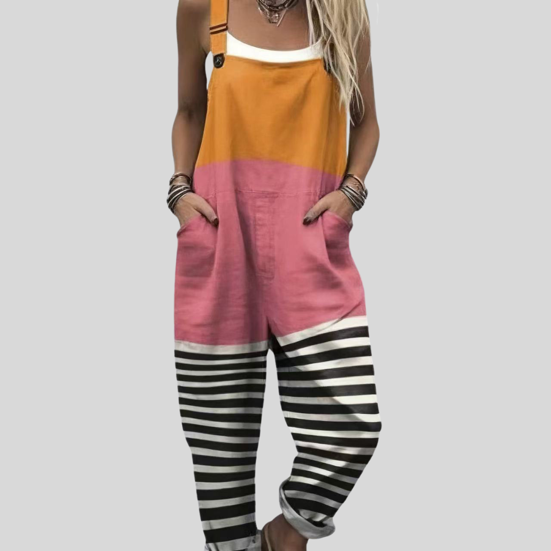 Color-Block Latzhose Orange-Rosa