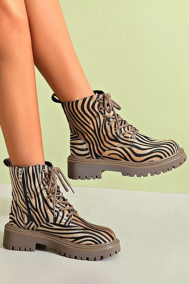 Jemima | Auffällige Zebra-Schnürstiefel Für Damen