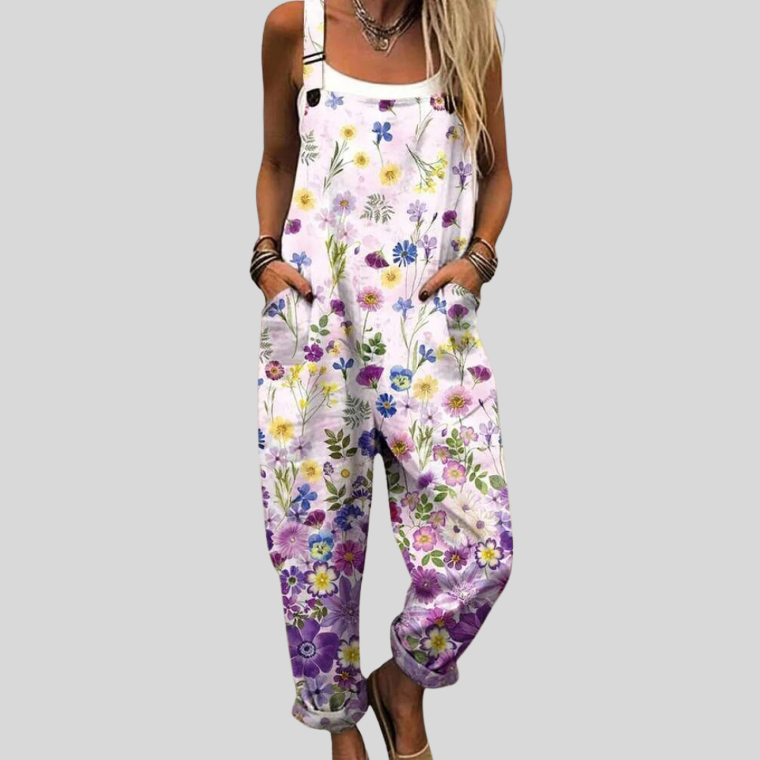 Latzhose mit Wildblumen Flieder