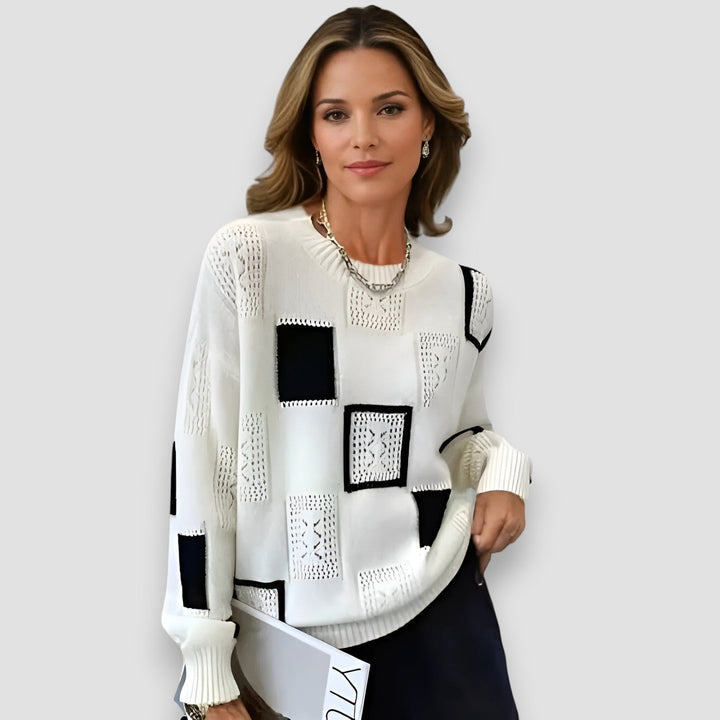 Greta | Geometrischer Strickpullover Mit Modernem Muster