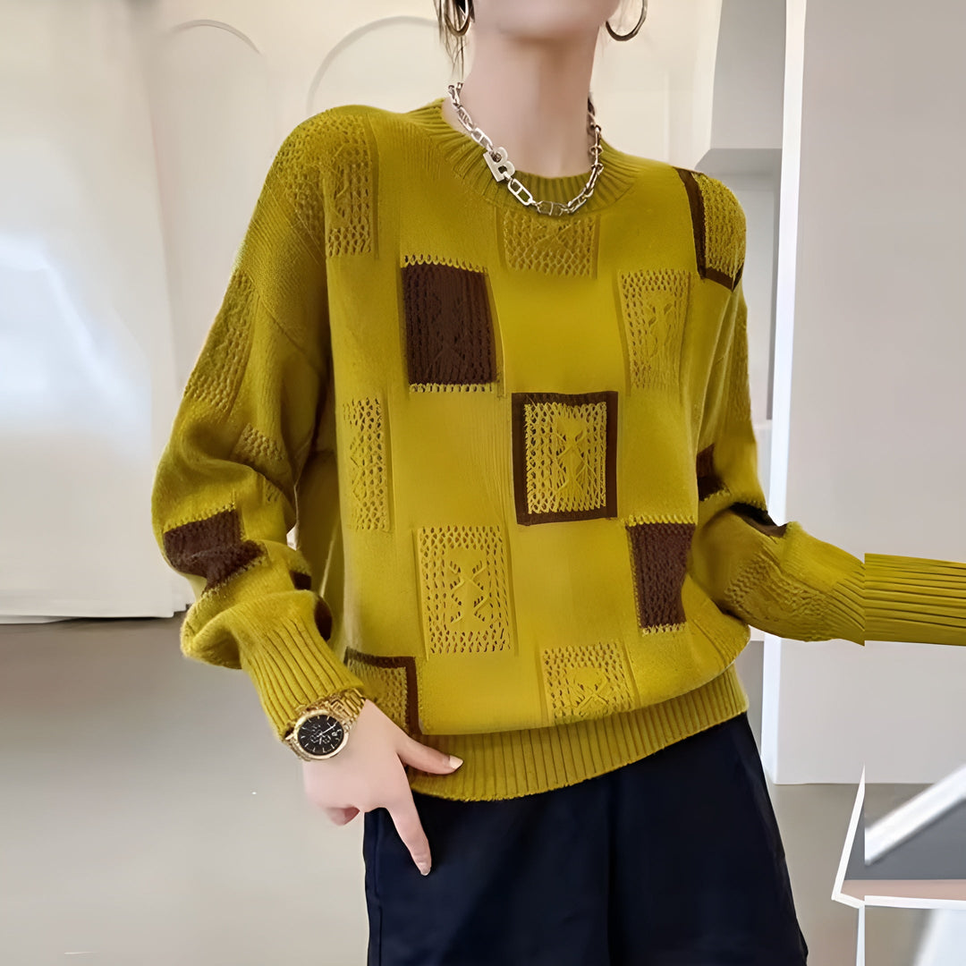 Greta | Geometrischer Strickpullover Mit Modernem Muster
