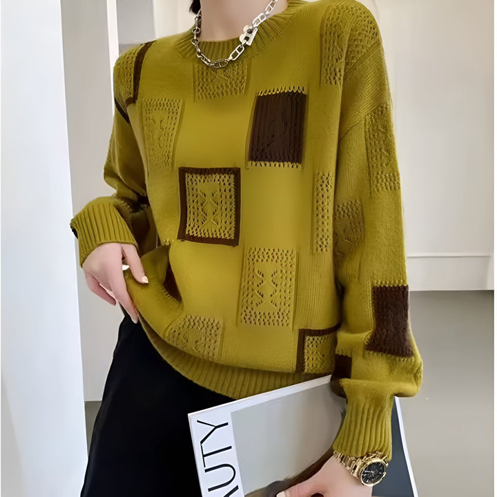 Greta | Geometrischer Strickpullover Mit Modernem Muster
