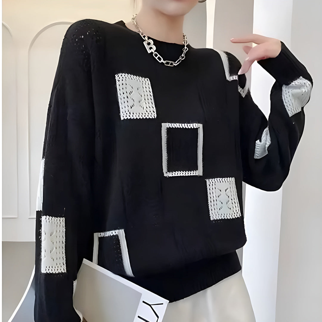 Greta | Geometrischer Strickpullover Mit Modernem Muster