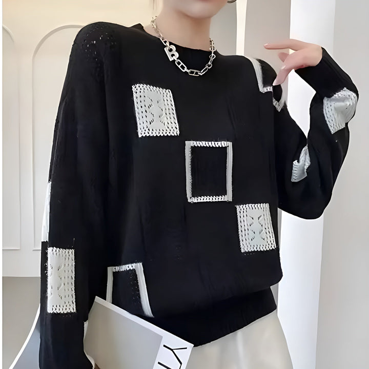 Greta | Geometrischer Strickpullover Mit Modernem Muster
