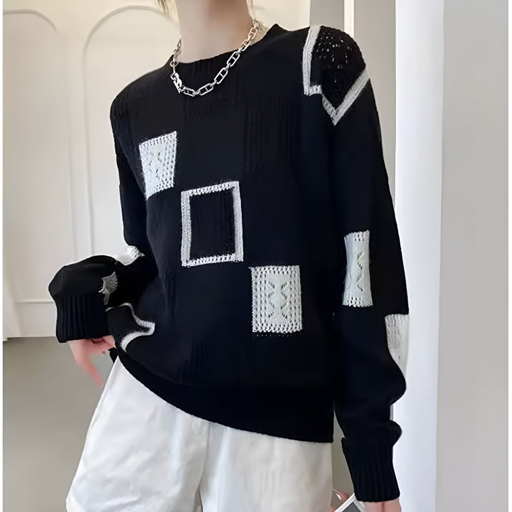 Greta | Geometrischer Strickpullover Mit Modernem Muster