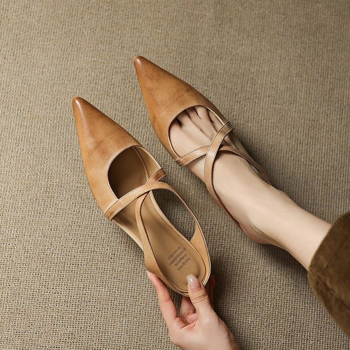Franziska | Elegante Leder-Mules mit Kreuzriemen und spitzer Form