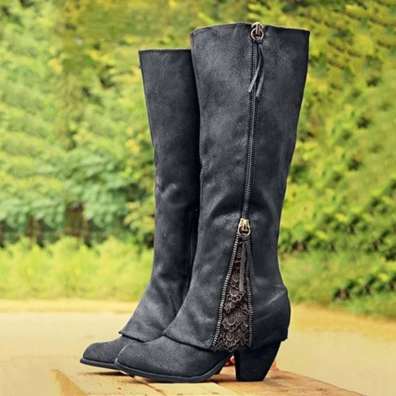 Valentina | Elegante Kniestiefel Mit Blockabsatz Für Damen
