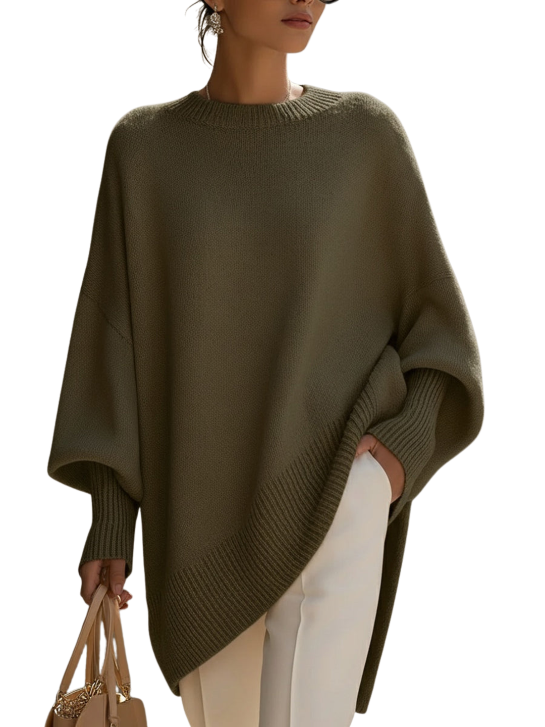 Tavessa Lora – Asymmetrischer Poncho aus Wolle und Kaschmir