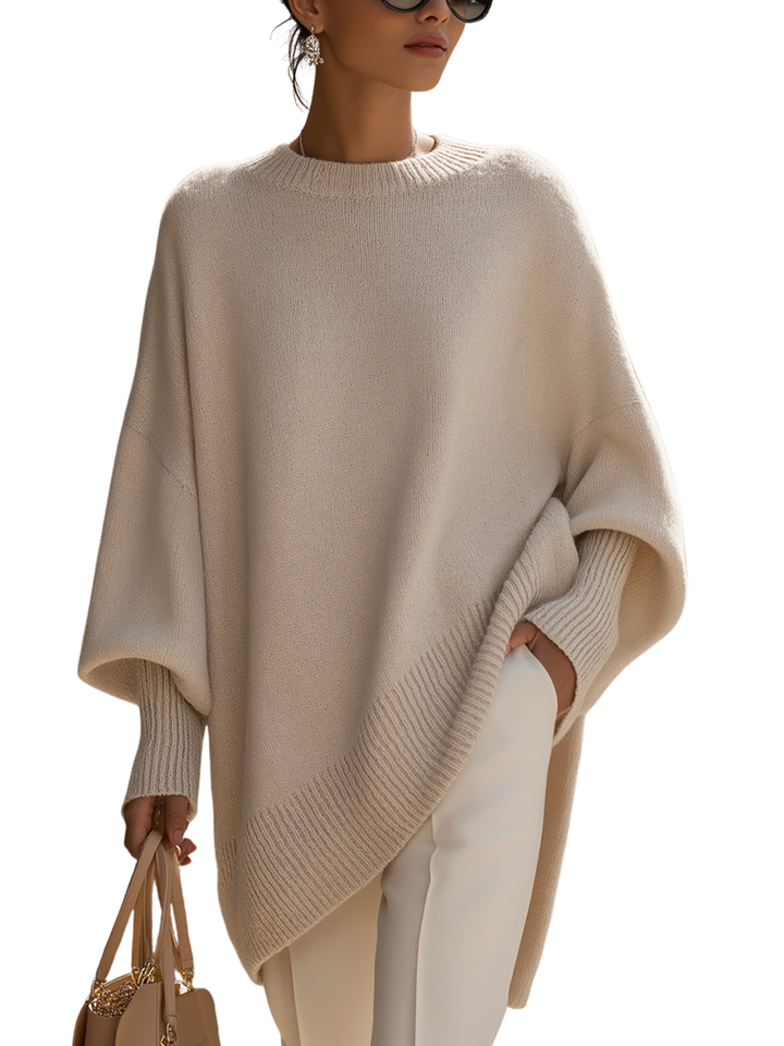Tavessa Lora – Asymmetrischer Poncho aus Wolle und Kaschmir