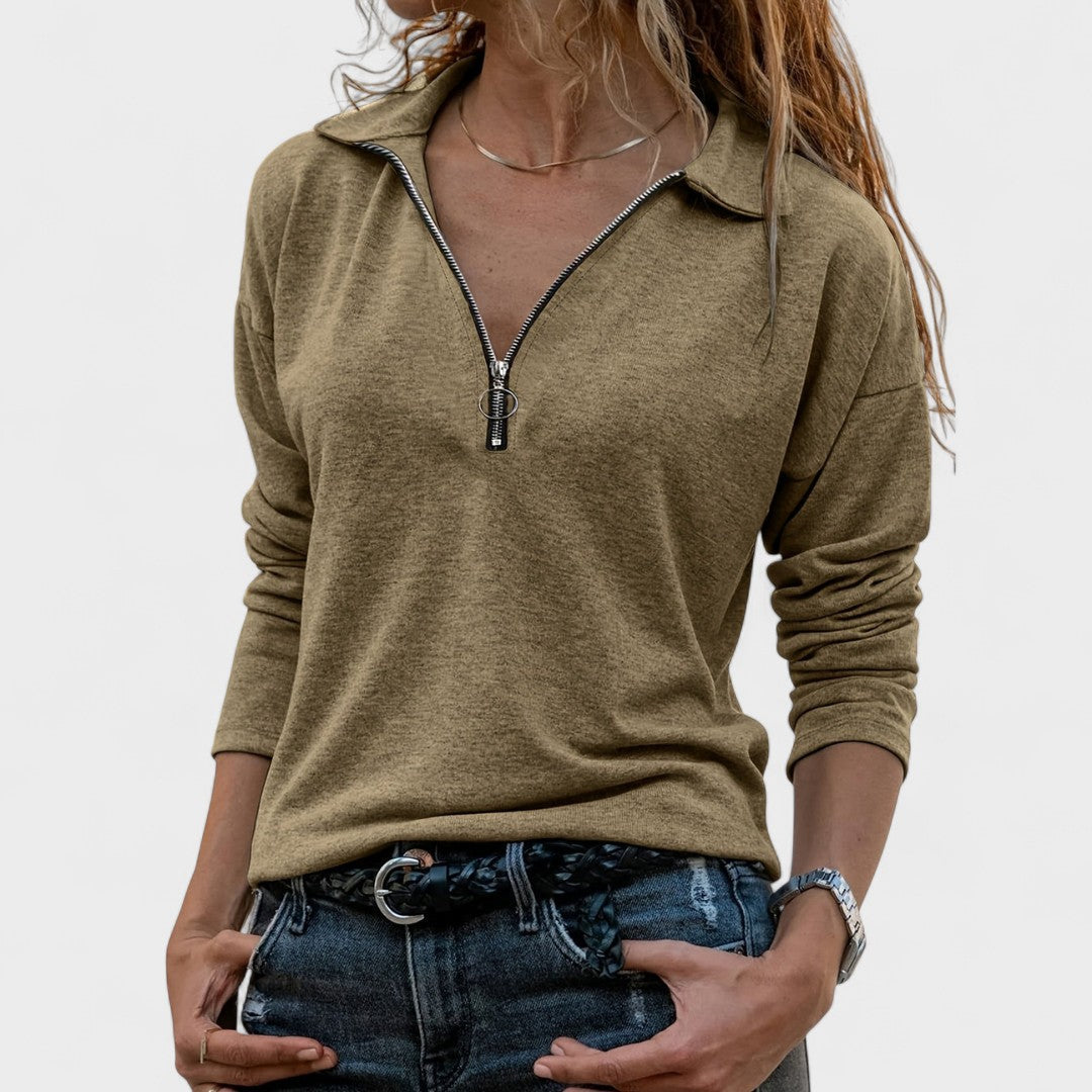 Tavessa Ana – Eleganter Pullover mit Halb-Reißverschluss