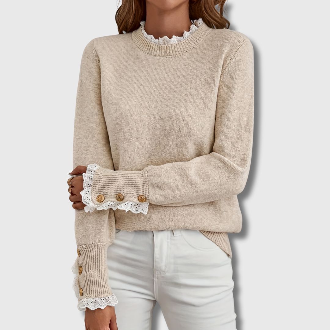 Michelle | Eleganter Spitzenpullover Mit Femininen Details