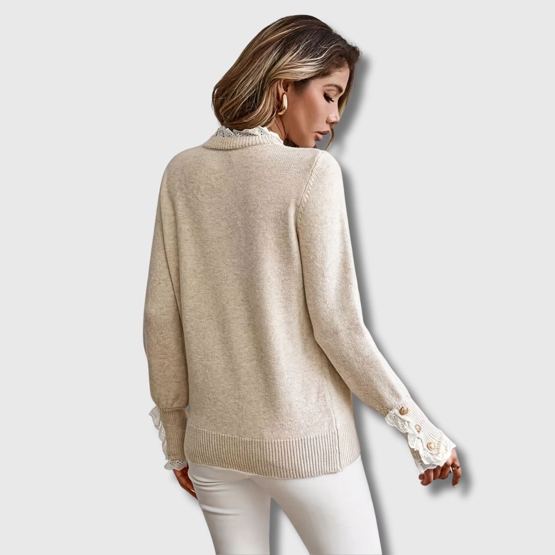 Michelle | Eleganter Spitzenpullover Mit Femininen Details
