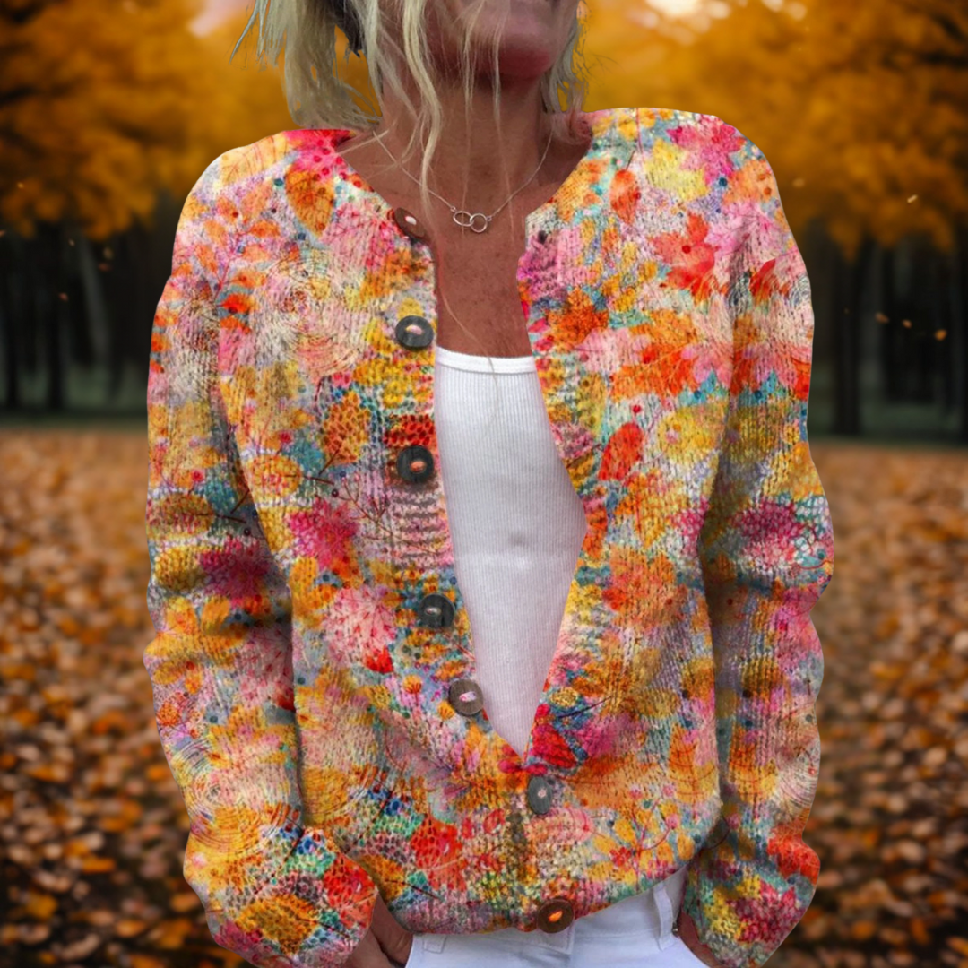 Marie | Modische Strickjacke mit Blumenmuster für Damen