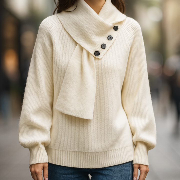 Clara | Eleganter Schal-Kragen Pullover Mit Kuscheliger Wärme