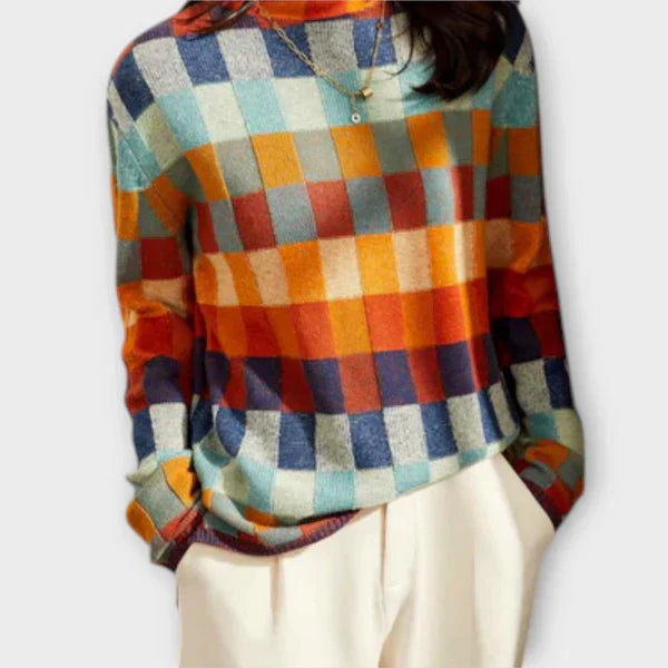 Tavessa Rita – Karomuster Rundhals-Pullover