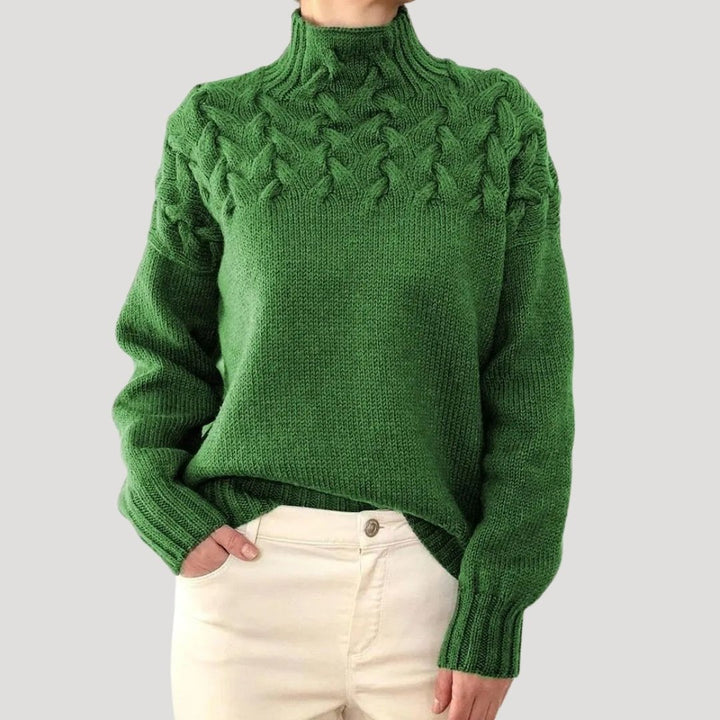 Mia | Lässiger Und Eleganter Zopfstrick-Rollkragenpullover Für Damen
