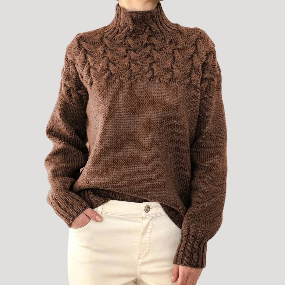 Mia | Lässiger Und Eleganter Zopfstrick-Rollkragenpullover Für Damen