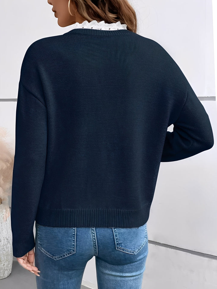 Melina | Eleganter Damenpullover Mit Spitzendetails