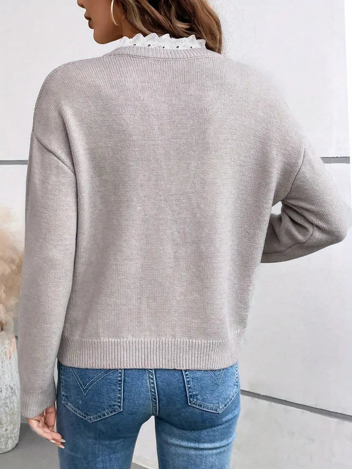 Melina | Eleganter Damenpullover Mit Spitzendetails