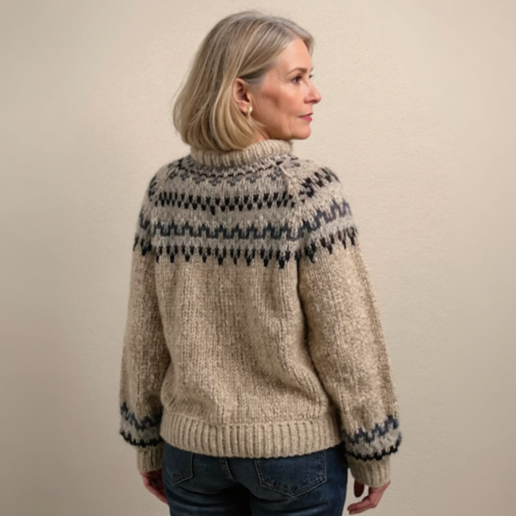 Helma™ | Beiger Pullover mit Norweger-Muster