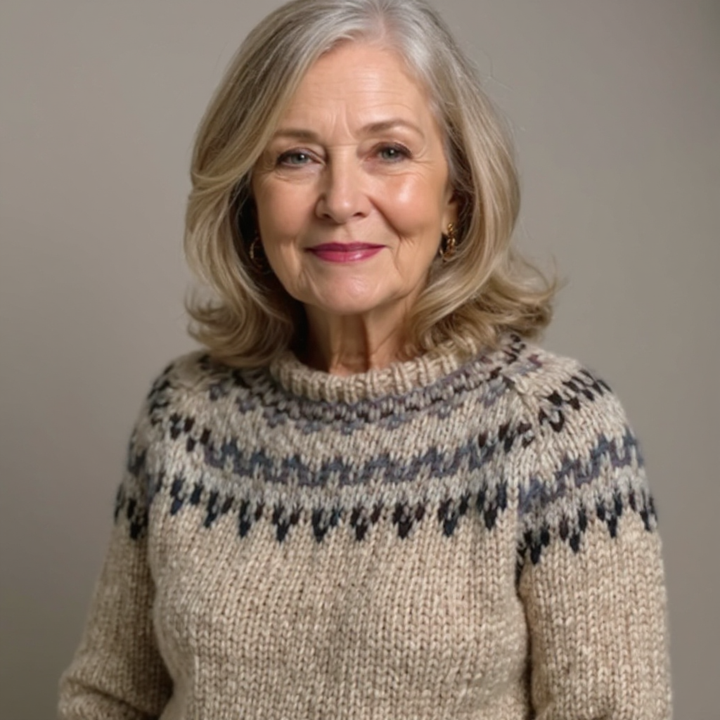 Helma™ | Beiger Pullover mit Norweger-Muster